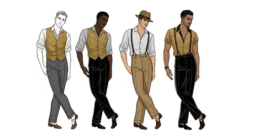 1920s Male Dancers Costume Design Sketches | Glamour & Elegance