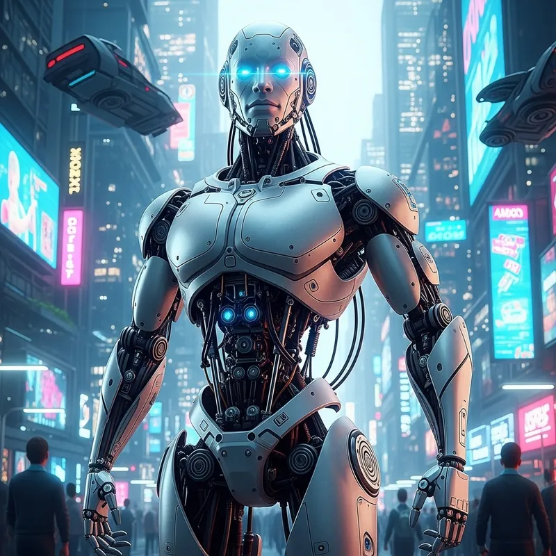 Futuristic Robot in Urban Landscape | High-Tech Design