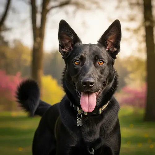 Medium-Sized Black Dog in Natural Setting