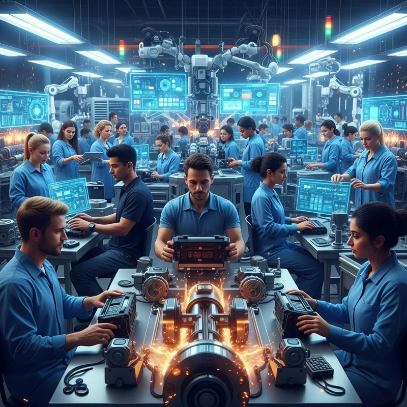 Futuristic Factory Workers | Diversity & Advanced Tech Production