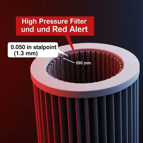 High Pressure Red Alert Filter | Detailed 0.050 in (1.3 mm) Element Mesh