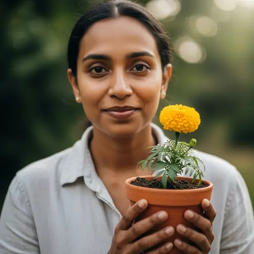 Beautiful South Asian Person Holding Flower Pot | Website Name