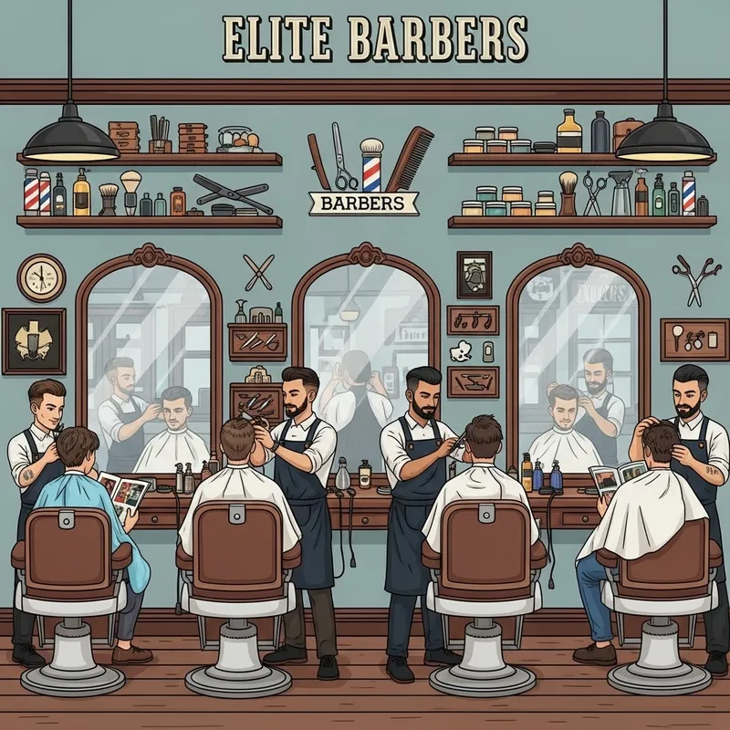 Elite Barbershop: Authentic Illustration of a Diverse Environment