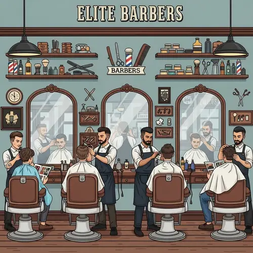 Elite Barbers: Modern Barbershop Illustration