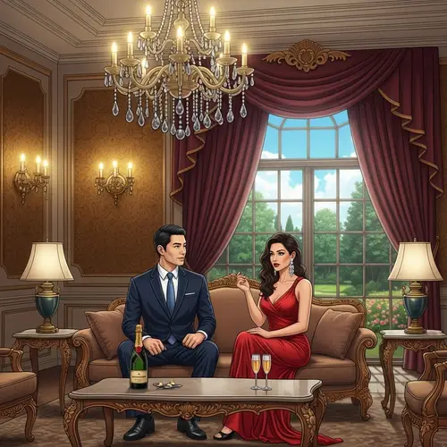 Luxurious Elite Room with Elegant Decor and Stylish Couple