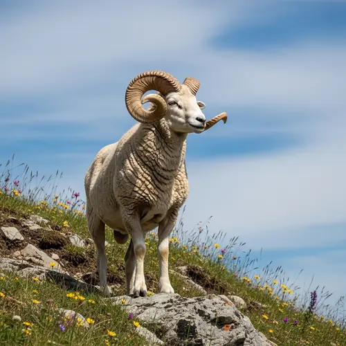 Majestic Ram on Rocky Hillside | Nature Wildlife Scene