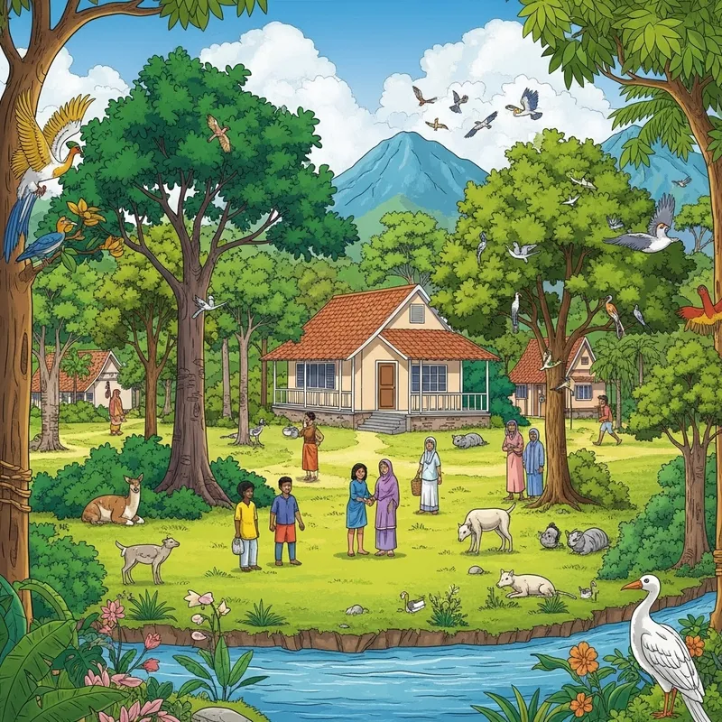 Serene Bungalow in Lush Village - Rich Community Biodiversity