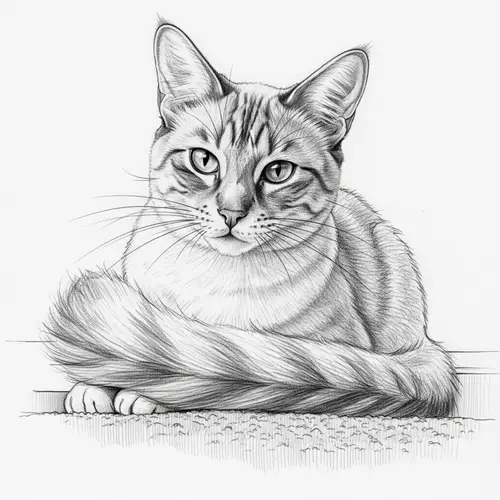 Detailed Pencil Sketch of a Cat - Unique Features Highlighted