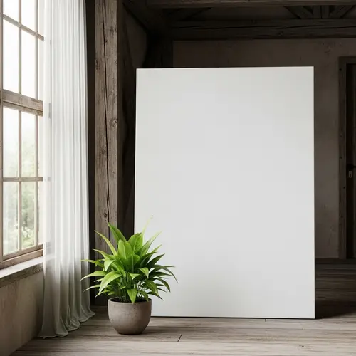 Minimalist White Canvas Mock-Up in Rustic Environment