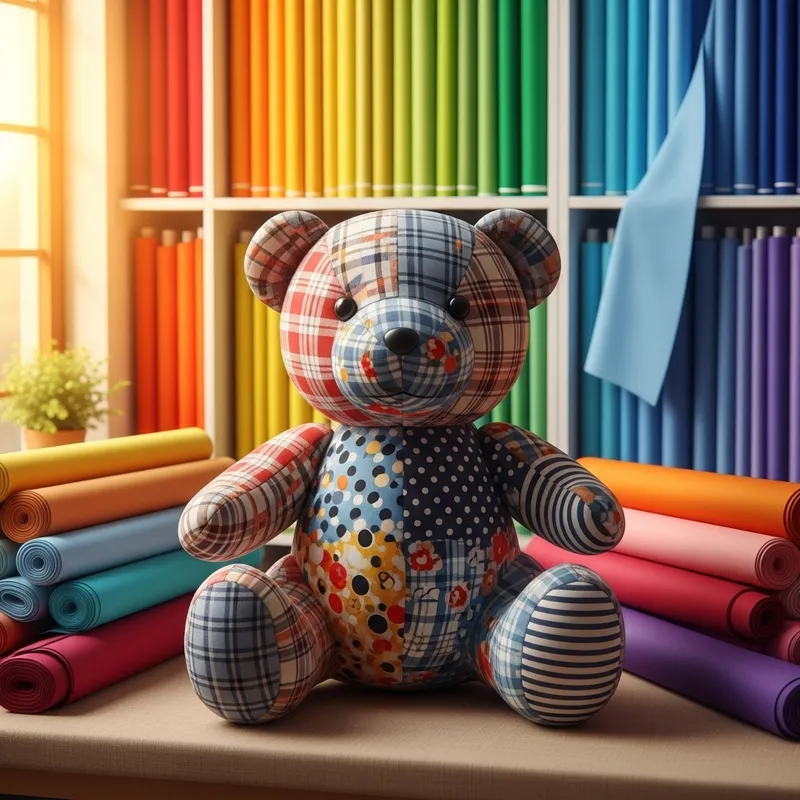 Charming Teddy Bear Fabric Scene