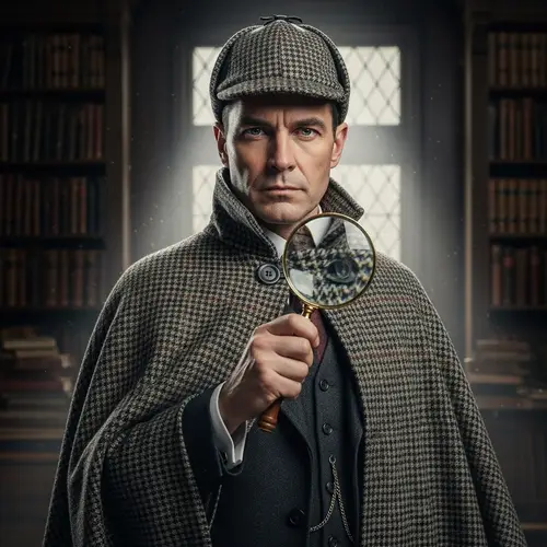 Vintage British Detective with Magnifying Glass | Mystery Specialist