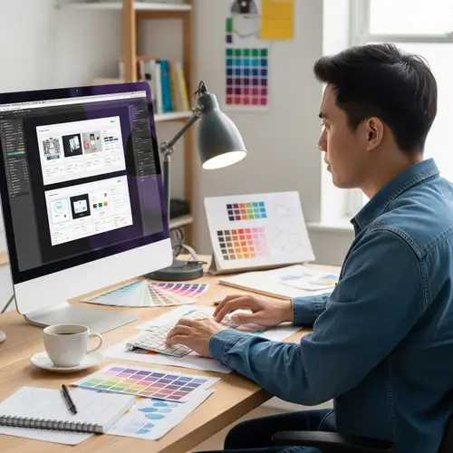 Professional Asian Male Graphic Designer in Action | Web Interface Design