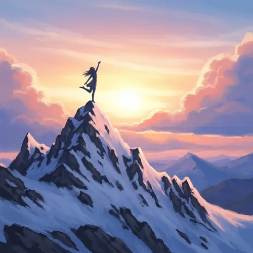 Majestic Snow-Covered Mountain Peak Digital Painting
