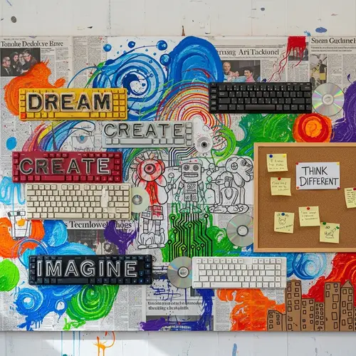 Inspiring Mural with Recycled Keyboard Keys