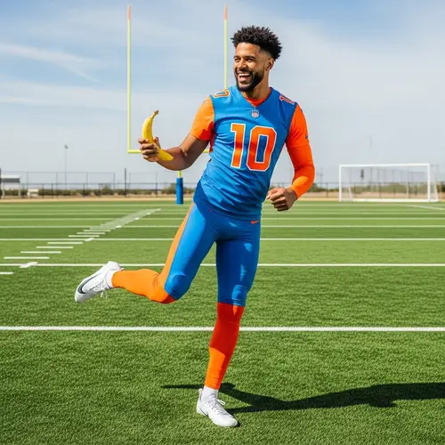 Messi Enjoying a Banana on the Football Field