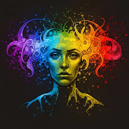 Abstract Expressionism Emotional Spectrum - Detailed Oil Painting