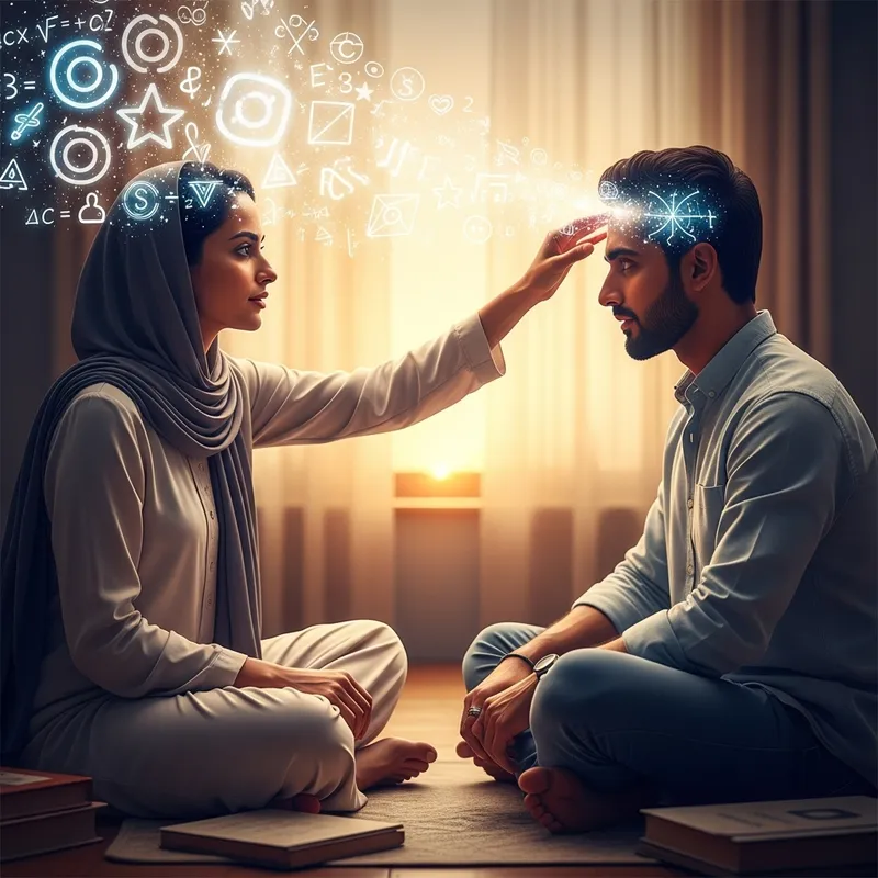 Mind-Reading Phenomenon Illustration: Psychic Connection Visualization