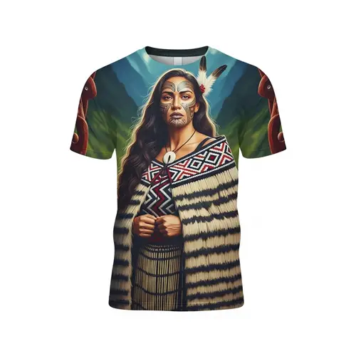 Traditional Maori Woman in Vibrant Landscape | Cultural Heritage