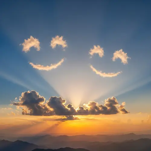 Dreamy Sunset Skies with Smiling Clouds