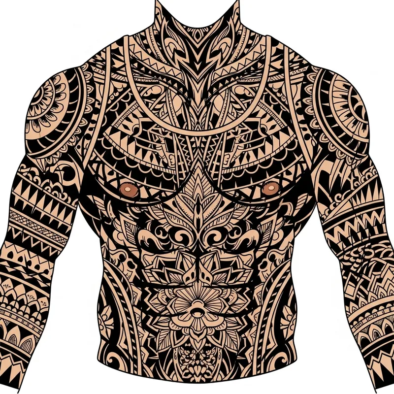Detailed Full Chest Tattoo Vector Art
