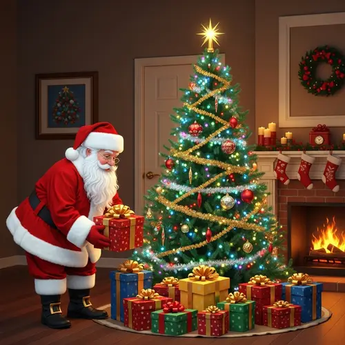 Delightful Christmas Setting with Santa Claus and Gifts
