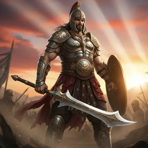 Powerful Deity of Conflict in Magnificent Warfare Scene