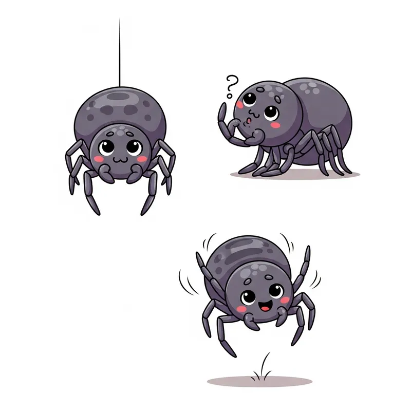 Cute Cartoon Spider in Three Poses | Vector Illustration Cute Cartoon Spider in Three Poses | Vector Illustration
