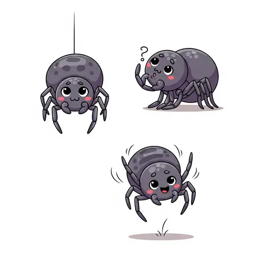 Cute Cartoon Spider Poses in Vector Style