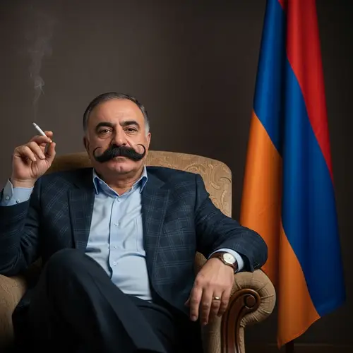 Luxurious Armenian Man Relaxing with Flag of Armenia