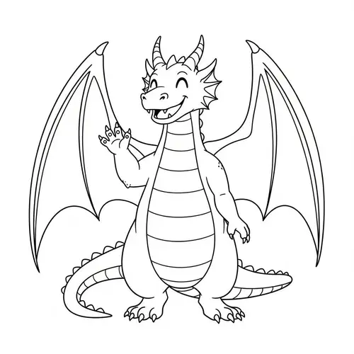 Cute Monochrome Dragon Illustration | Minimalist Comic Style Art