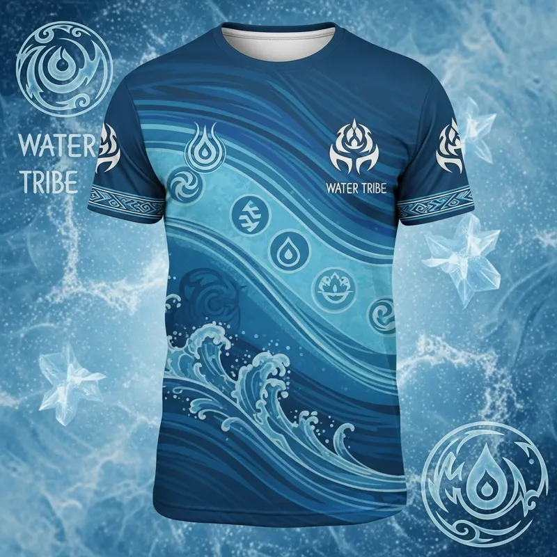 Water Tribe Blue Tshirt | Serene Fantasy Design
