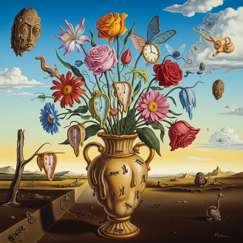 Surreal Large Flower Bouquet in Dali Style