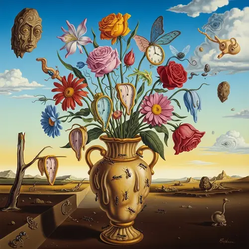 Surreal Large Flower Bouquet in Dali Style