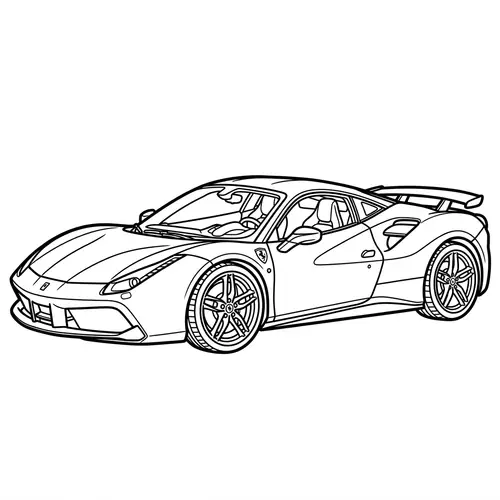 Ferrari Coloring Page - Black & White Outline
