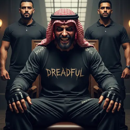 Fearsome Creative Man with Dreadful Clothing and Bodyguards