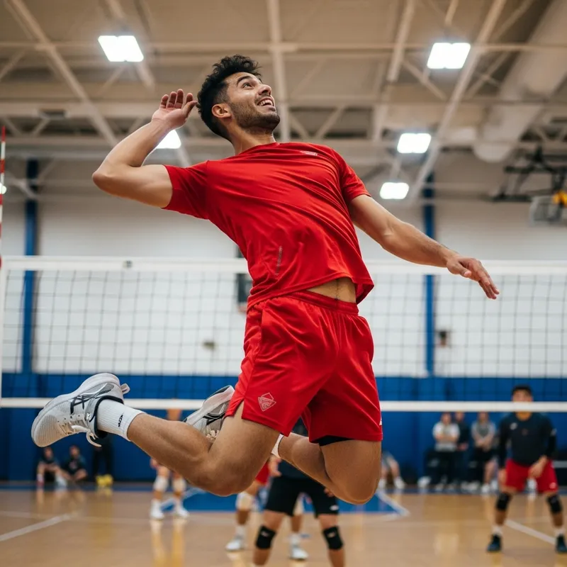 Cheerful Hispanic Volleyball Player | Joyful Sporting Man