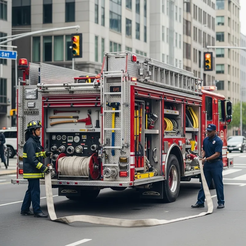 Bright Red Fire Truck: Street Scene Rescue