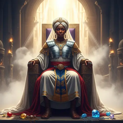 Black Woman on Throne in Divine Garments | Spiritual Significance