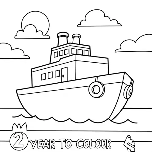 Simple Boat Coloring Page for 2-Year-Olds