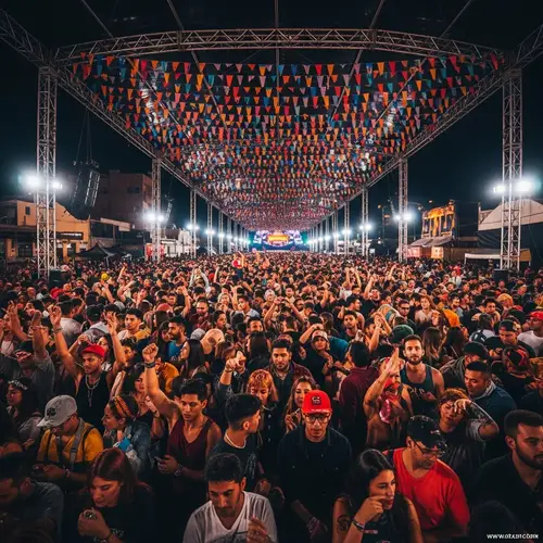 Dynamic Crowd at Lively Event | Colorful Street Photography Style