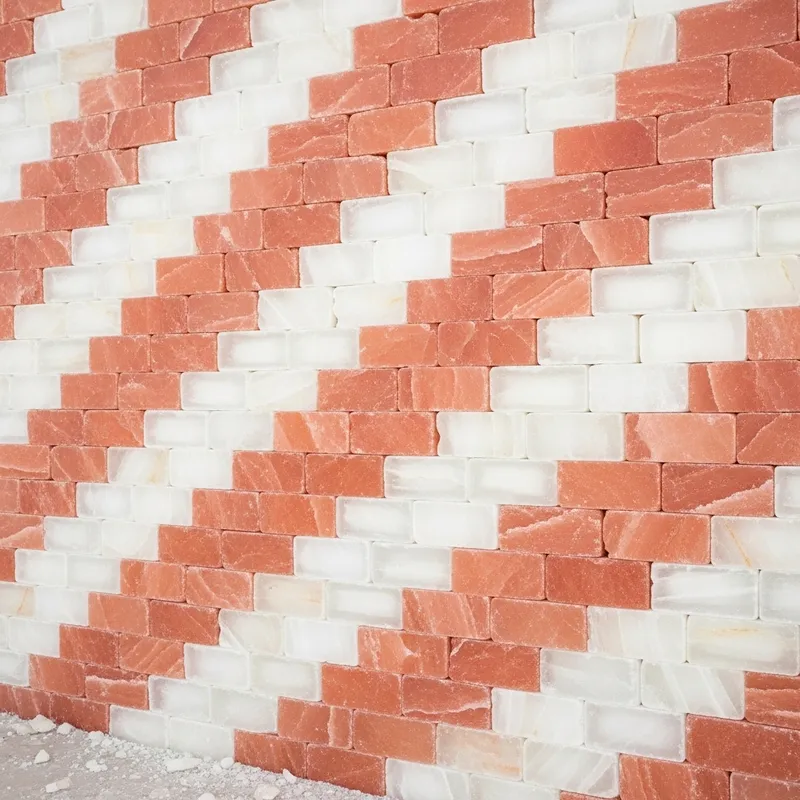 8x18 ft Salt Brick Wall Design with Pink and White Bricks