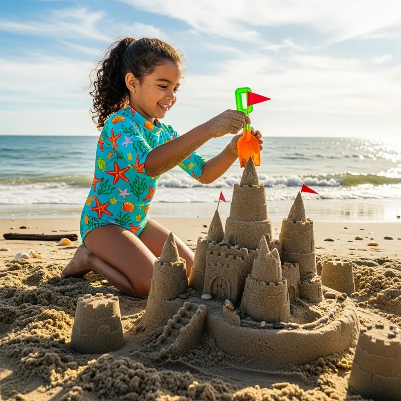 Beach Swimsuit: Fun Day by the Sea for Young Girl