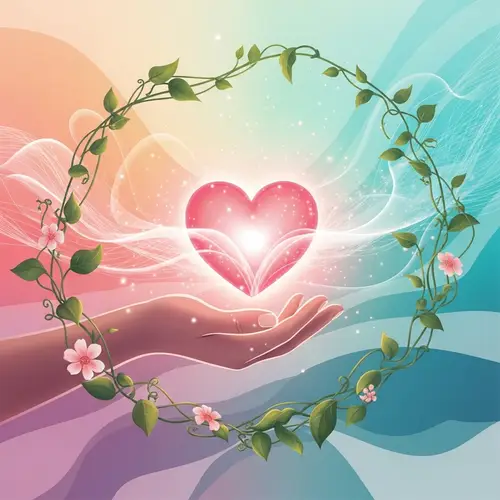 Self-Love Abstract Art | Vibrant Heart & Ethereal Flora