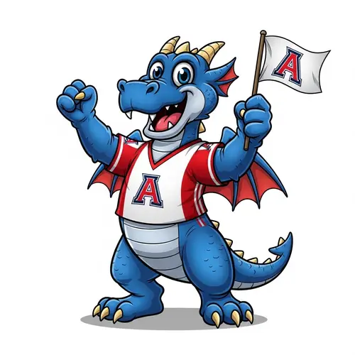 Exciting Sports Team Mascot - Grinning Blue Dragon