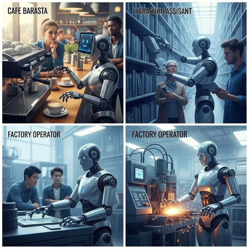 AI Robot Replacing Human Jobs in Artistic Scene