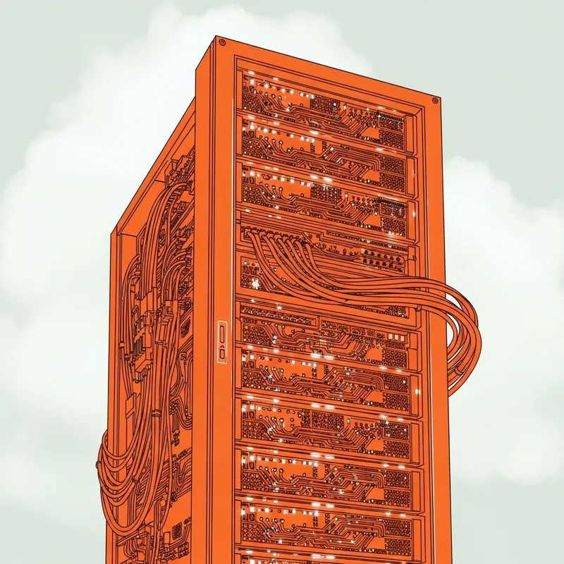 Vivid Orange Cloud Server - Abstract Physical Representation