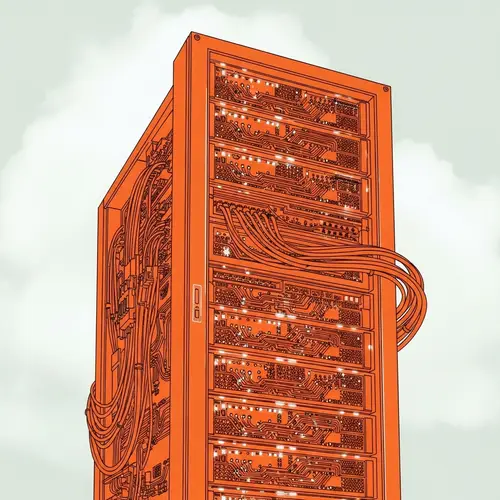 Vivid Orange Physical Cloud Server - Abstract Representation