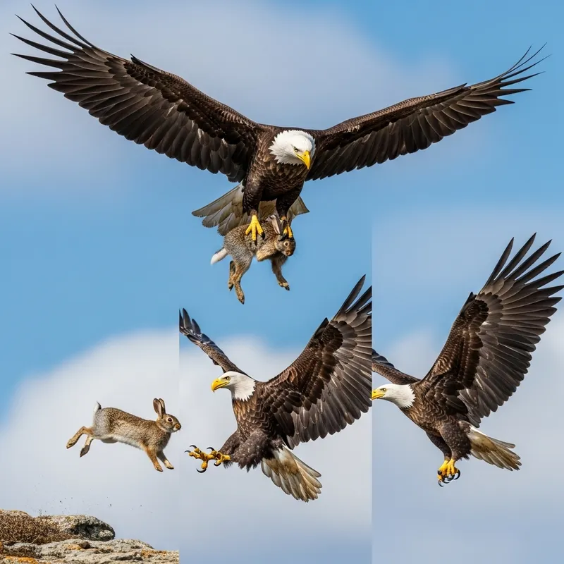 Majestic Eagle Capturing Rabbit in Mid-Flight