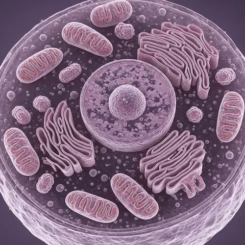 Detailed Biological Cell Structure: Nucleus, Mitochondria, Ribosomes, ER
