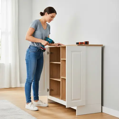 Emily Crafts Cupboard with Electric Screwdriver | DIY Culture